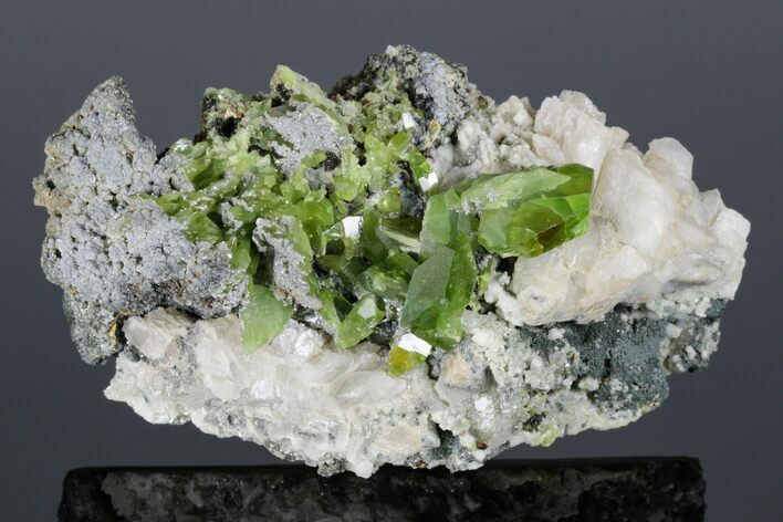 Green Titanite (Sphene), Calcite, and Muscovite - Pakistan #175084